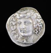 Ancient Coins, Thessaly, Larissa AR Drachm, c.356-342 BC, 6g, 19mm, head of the nymph Larissa facing