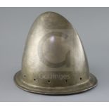An Italian infantry helmet cabaset c.1580, polished steel raised from a single plate, medial ridge