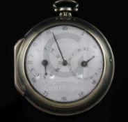 A George III silver pair cased keywind verge pocket watch by John Paxton, St Neots, with doctor's