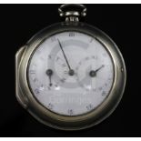 A George III silver pair cased keywind verge pocket watch by John Paxton, St Neots, with doctor's