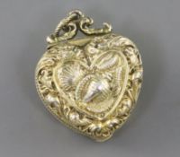 A George IV silver gilt heart shaped vinaigrette, by Robert Mitchell, embossed with shells and