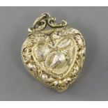 A George IV silver gilt heart shaped vinaigrette, by Robert Mitchell, embossed with shells and