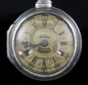 Richard Payne, London, a George II silver pair-cased keywind verge pocket watch, No, 20871, with