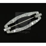 An 1930's Art Deco French Boucheron platinum and diamond set openwork brooch, of shaped