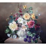 § Harold Clayton (1896-1979)oil on canvas'Flowers In A White and Gold vase'signed17.5 x 19.5in.