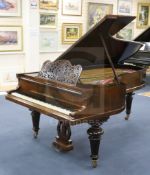 A late 19th century Bluthner rosewood grand piano, number 9495, the frame stamped Pariser