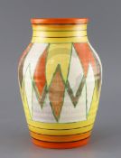 A Clarice Cliff Original Bizarre Lotus vase, shape no. 1515, Bizarre mark H. 24.5cmCONDITION: