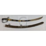 A George III 1796 pattern Bright Light Cavalry Officer's sword. The 82cm. single edge curved and