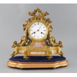 A.B. Savory & Sons of Cornhill. A late Victorian ormolu mantel clock, with trophy, flower and bell