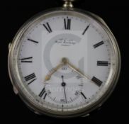 A late Victorian silver keywind duplex pocket watch, by James McCabe, Royal Exchange,
