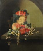 Attributed to William Jones of Bath (fl.1764-1777)oil on canvasStill life of currants, grapes,