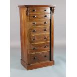 A Victorian mahogany Wellington chest, with crossbanded top and seven drawers, on plinth foot, W.2ft