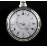 Martin, London, a George III silver pair-cased keywind verge pocket watch, No. 776, with Roman