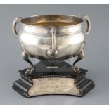 A George V Arts & Crafts Irish silver three handled bowl by T. Weir & Sons, Dublin, 1913, on