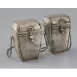 A pair of early 20th century Japanese silver hanging baskets