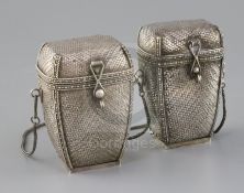 A pair of early 20th century Japanese silver hanging baskets