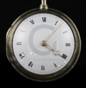 Isaac Rogers, London, a George III silver pair-cased verge keywind pocket watch, No. 20126, with