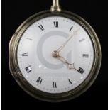 Isaac Rogers, London, a George III silver pair-cased verge keywind pocket watch, No. 20126, with