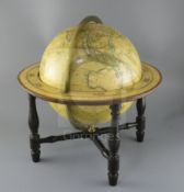 A Cary's New Terrestrial globe, made and sold by J & W Cary, January 1812, on ebonised stand,