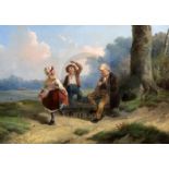 Robert Favelle (Dutch, C19th)pair of oils on panel'Dancing Lesson' & 'First Presented..'signed and