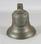 A 19th Century English cast bell with iron clapper, cast with 'Mears Founder London 1859', height