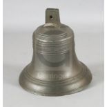 A 19th Century English cast bell with iron clapper, cast with 'Mears Founder London 1859', height