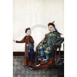 Nine 19th century Chinese gouache on pith paper, depicting seated nobles and sages with