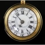 Delander, London, a George II gold pair-cased keywind cylinder pocket watch, No. 1245, the case