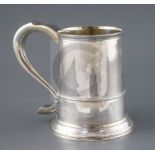 A George III large provincial silver mug by John Langlands I, of plain form, with banded girdle