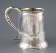 A George III large provincial silver mug by John Langlands I, of plain form, with banded girdle