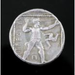 Ancient Coins, Pamphylia, Aspendos AR Stater, c.420-350 BC, 10.8g, 21mm, two wrestlers grappling,