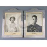 A pair of Royal Presentation photographs in silver frames, Elizabeth R and George RI, both signed