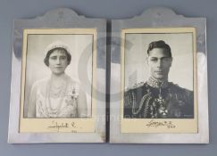 A pair of Royal Presentation photographs in silver frames, Elizabeth R and George RI, both signed