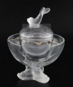 A Lalique crystal "Igor" caviar bowl and stand, designed post-war, the frosted glass engraved "