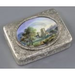 An early Victorian silver and enamel rectangular snuff box, by Robert Garrard II, with engraved