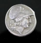 Ancient Coins, Greek Sicily, Syracuse AR Stater, 6.6g, 20mm, Pegasus flying left / Helmeted head