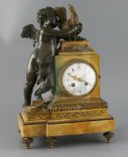 Ch. Gaultier, Bordeaux. A late 19th / early 20th century French bronze and ormolu mantel clock,