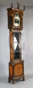 A Victorian inlaid mahogany and satinwood banded eight day quarter chiming longcase clock, the 12