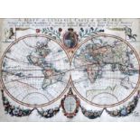 Richard Blomecoloured engraving'A Mapp or Generall Carte of the World, Designed in two Plaine