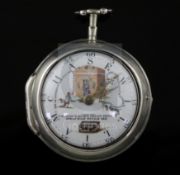 A George III silver pair cased keywind verge pocket watch by John Wheeler, London, the Arabic dial