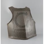 A good heavy 17th century cavalry trooper's breastplate, struck with maker's mark, musket ball