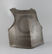 A good heavy 17th century cavalry trooper's breastplate, struck with maker's mark, musket ball