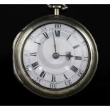 Eardley Norton, London, a George III silver pair-cased keywind verge pocket watch, No. 1366, with