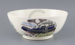 Eric Ravilious (1903-1942) for Wedgwood 'Boat Race' large bowl, c.1938, the outside decorated with