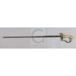 A George III naval officer's sword, blued and gilt blade etched with crowned GR and fouled anchor,