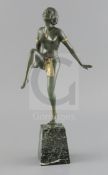 Eugene J. Urbain (1855-1934). A parcel gilt bronze figure of a Middle Eastern dancing girl, signed