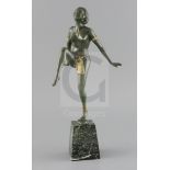 Eugene J. Urbain (1855-1934). A parcel gilt bronze figure of a Middle Eastern dancing girl, signed