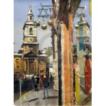 § Ken Howard (1932-)oil on board'St Botolph in Bishopsgate'signed, 1971 New Grafton Gallery label