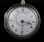 A George III silver pair cased keywind verge pocket watch by Thomas Ollive, Cranbrook, with Roman