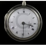 A George III silver pair cased keywind verge pocket watch by Thomas Ollive, Cranbrook, with Roman